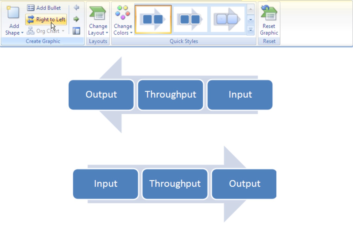 Figure 3-8: You can flip horizontal diagrams so that they run the opposite direction.